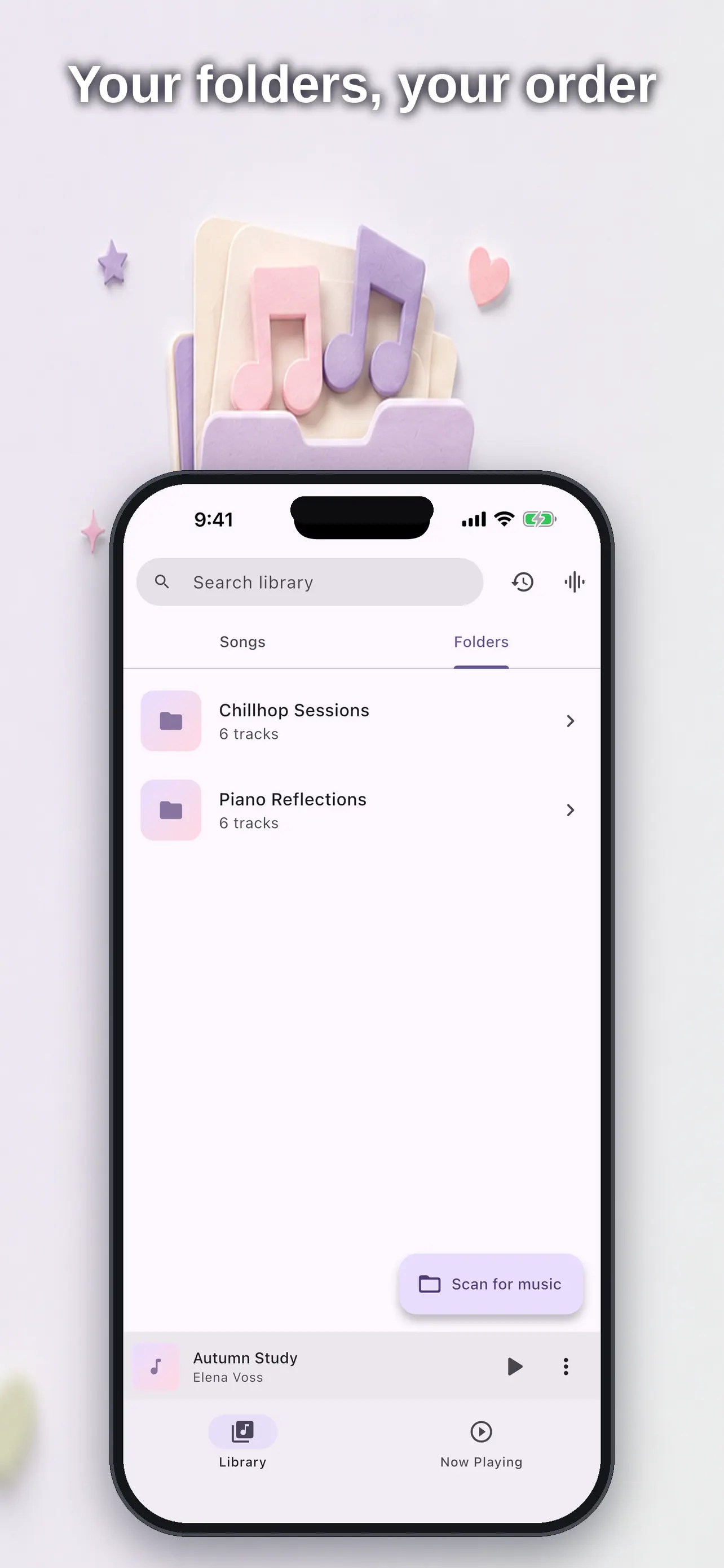 Folder browser for choosing local music files