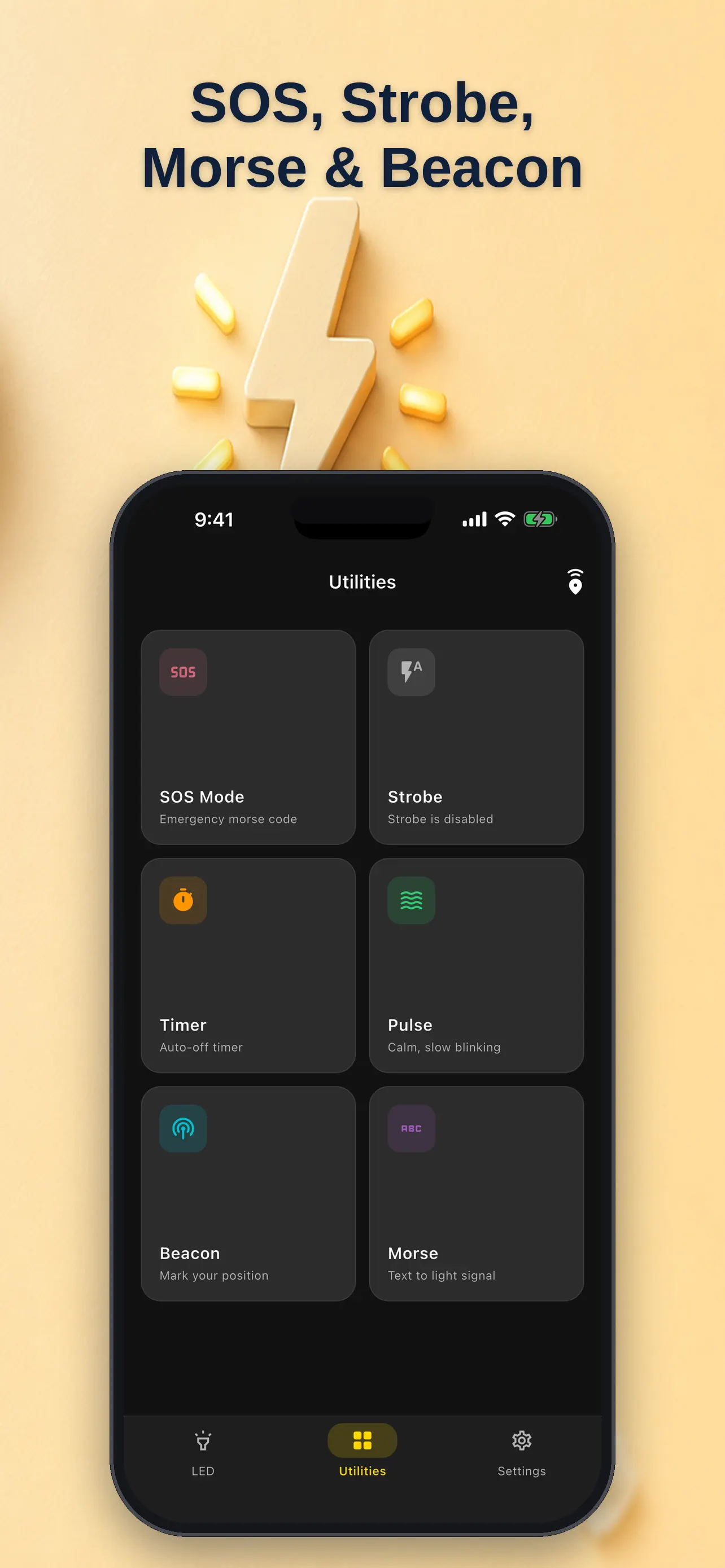 Utility tools including timer and quick-access controls