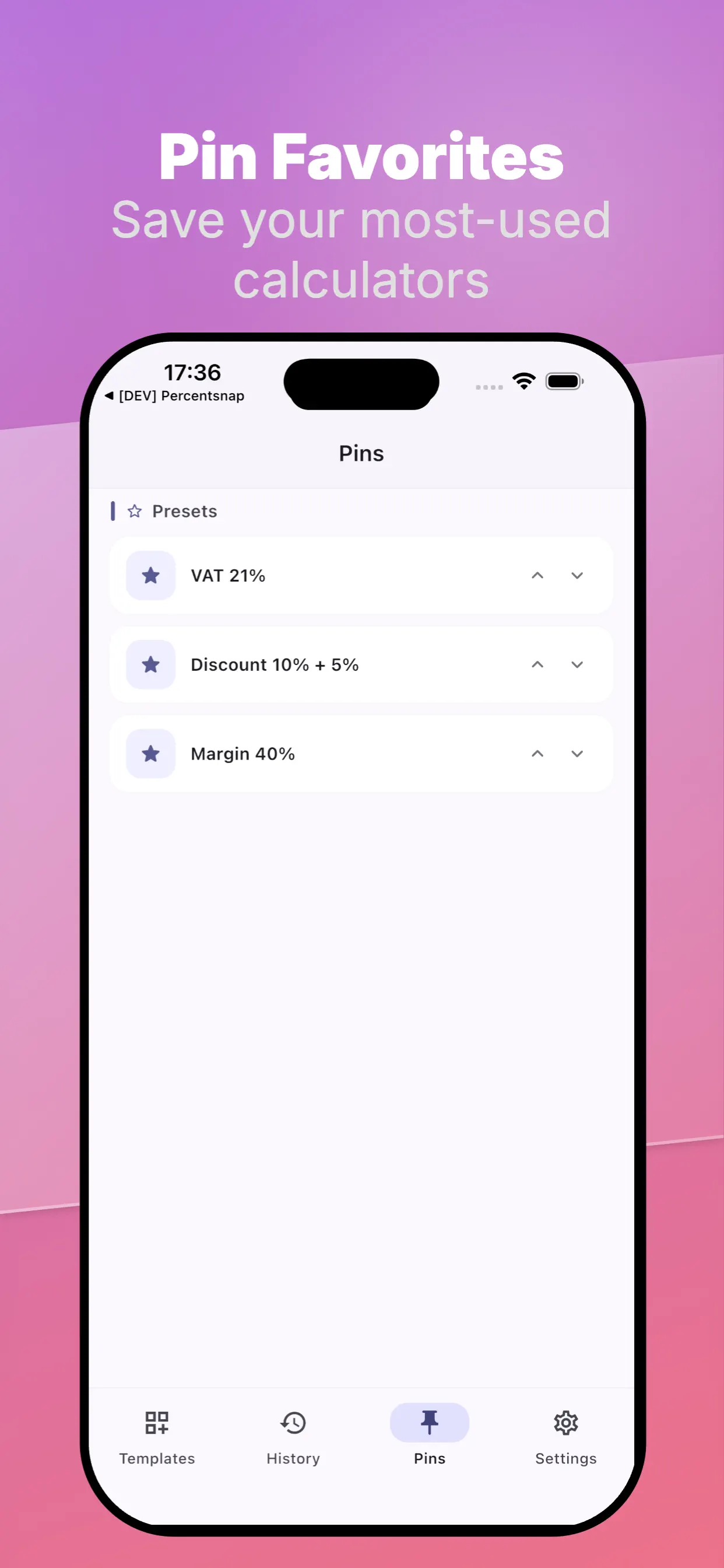 Discount calculator showing sale price and savings