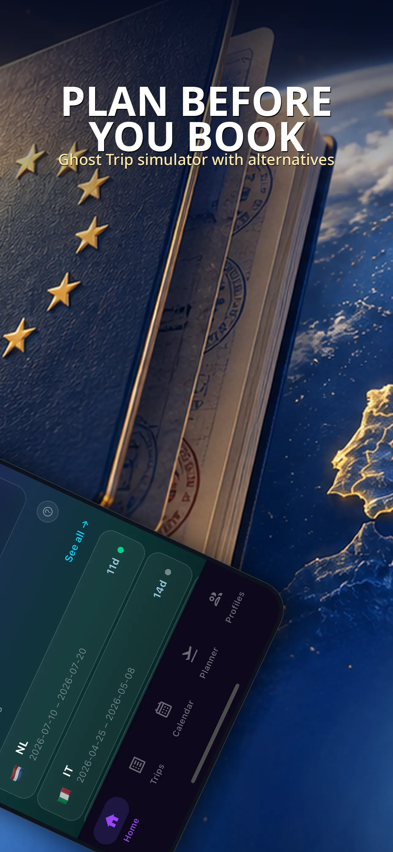 Split feature view showing companion travel planning tools